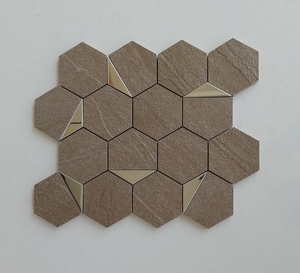 Carreau de mosaïque en céramique PVD argent hexagone de luxe 73mm Brave Mushroom brillant mat pour mur intérieur moderne pour cuisine Villa - Product Image 1