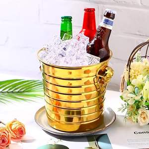 Wholesale <b>Gold</b> Stainless Steel Champagne <b>Bucket</b> Double Wall Insulated Bulk <b>Ice</b> <b>Bucket</b> with Handles Home Bar & Party Accessories - Product Image 1