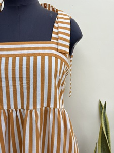 Estilo caliente elegante fiesta una línea correa ajustable vestido raya algodón largo sin mangas verano vestidos de mujer - Product Image 5