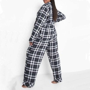 เซ็ตชุดนอนผ้าไหมซาตินสำหรับผู้หญิงผ้าซาตินพิมพ์ลายผ้าฝ้ายสีพื้นระบายอากาศได้ดีเหมาะสำหรับฤดูใบไม้ร่วง - Product Image 4