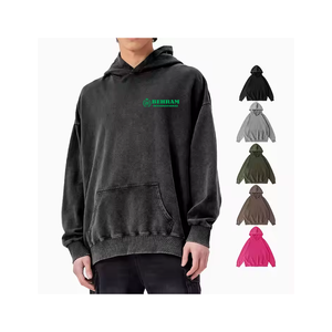 Sweat à capuche thermique oversize pour homme avec logo personnalisé, en molleton/éponge française, polyester/coton, teint uni, 340g - Product Image 6