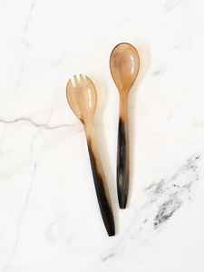 Ensemble de 2 cuillères à thé et à café en corne de luxe faites à la main, de haute qualité, style classique, légères, couverts uniques pour la maison et l'hôtel - Product Image 2