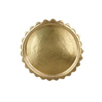 Plateau de service décoratif en laiton fait main avec pieds |   Artisanat métallique finition or antique, bordure florale gravée, haute qualité