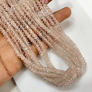 Rose Quartz Faceted Rondelle Shape Beads Natural Wholesale Gemstone Beads For Jewelry Making - Product Image 4