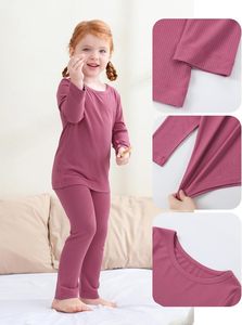 Conjunto de Pijama de Manga Larga de Algodón y Elastano para Bebés, Niñas y Niños, Verano, Estampado, Prenda Suave Teñida, Marca Personalizada, 12 Meses-7 Años - Product Image 4