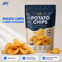 Op maat bedrukte aluminiumfolie stand-up pouch, food grade Mylar zak voor chips en snacks, met hersluitbare zip.