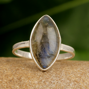 Anillo de piedras preciosas de labradorita Natural para mujer, Plata de Ley 925, 8x16mm, joyería bohemia de marquesa, regalo de cumpleaños chapado en rodio - Product Image 3