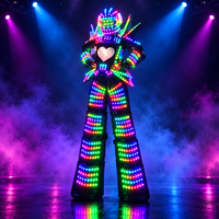 Costume de robot LED et combinaison de danse LED RGBWAUV, tenue lumineuse pour fête avec télécommande et batterie