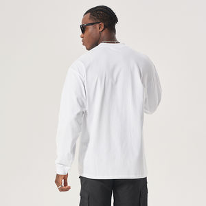 Camiseta extragrande de manga larga personalizada de algodón para hombre, hombro caído con patrón sólido, estampado Digital, manga larga, venta al por mayor - Product Image 3