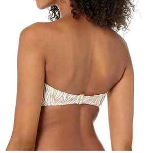 Trendy Women's Custom Logo <b>Bandeau</b> Bikini <b>Top</b> Padded Swimwear for Summer Beach Parties Stretchy Adjustable Pool Size - Product Image 3