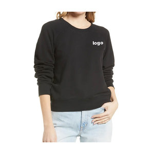 Sweat à capuche en coton respirant anti-rides pour femmes avec manches longues et logo avant hauts courts tricotés personnalisés pour l'hiver vente en gros - Product Image 1