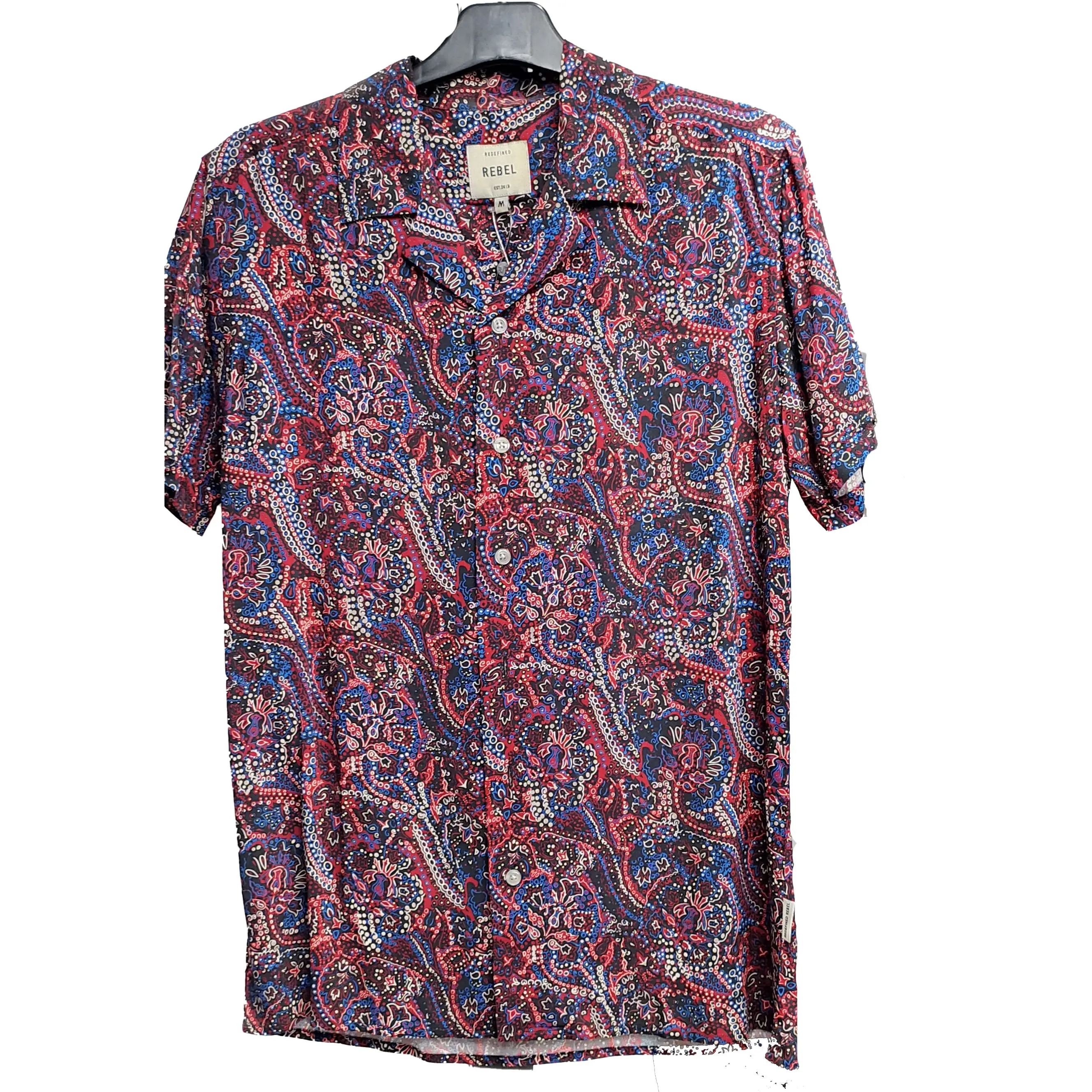 New Arrival 2023 Men's Classic Slim Fit Customized Short Sleeve Printed Covered Button Men Shirt From Export Bangladesh