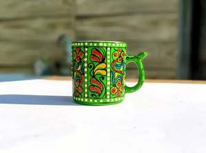 Taza hecha de cerámica pintada a mano Swati Art, Taza de cerámica pintada a mano de arte tradicional, taza pintada a mano Swati - Product Image 5