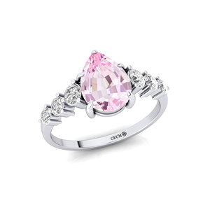 แหวนพลอยก้อนอัญมณีมอร์แกไนต์มีค่าขนาด14K ประดับเพชรที่ผ่านการรับรองจากธรรมชาติเครื่องประดับสำหรับงานเลี้ยงคลาสสิก - Product Image 3