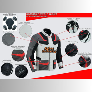 Vestes de moto imperméables légères pour la protection du corps des vestes de moto ignifuges d'été du polyester 100D des hommes - Product Image 3