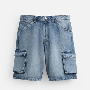 Shorts en denim de coton longue durée, tissu épais, imprimé net, mode estivale, toucher doux, shorts en denim de coton, tissu à grammage élevé - Product Image 6