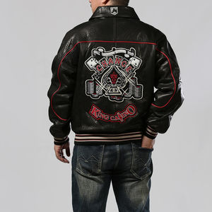 Venta al por mayor directo de fábrica OEM logotipo personalizado chaqueta de cuero motocicleta de los hombres de encargo NASCAR Racing Varsity Letterman chaqueta - Product Image 5