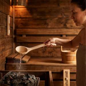 Cuchara de Sauna de Madera de Abeto de 40.5 cm, Lijada, Sin Acabado, Tradicional, Venta al por Mayor, Grabado de Logotipo Personalizado - Product Image 2