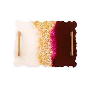 Plateau de service en résine rectangle avec poignée en métal, meilleure vente, plateau de service décoratif par Gani Craft Impex - Product Image 3
