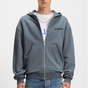 Sweat-shirt sur mesure pour homme, design surdimensionné avec poches, tissu respirant / Prix bas avec logo personnalisé et fermeture éclair - Product Image 1