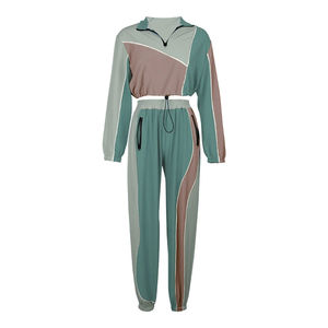 Wholesale Patchwork Gym Set Tracksuit Jogging Workout Windbreaker Elasticated Tracksuit for Women Gym Set Jogging Tracksuit - Product Image 6