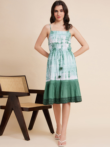 Vestido Midi Sin Mangas de Algodón Color Menta Estilo Indio para Mujer, Verano, Cómodo, Elegante y con Estilo - Product Image 2