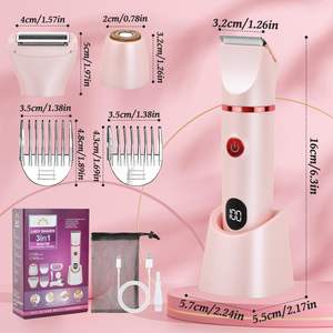 Tondeuse électrique pour zone intime féminine, 3 têtes de coupe, utilisation humide/sèche, IPX7, rasoir bikini pour poils pubiens, visage et corps, rasoir lavable - Product Image 3