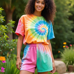 Ensembles de t-shirts et shorts imprimés solides pour femmes pour Jogging Fitness Running-Respirant Séchage rapide Coton Polyester Impression numérique - Product Image 1