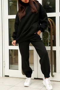 Vente en gros Ensemble 2 pièces Sweat-shirt à capuche décontracté personnalisé pour femmes Pull-over surdimensionné Pantalon de survêtement et survêtement à capuche - Product Image 4