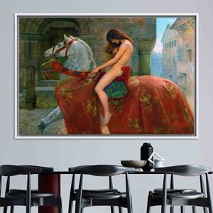 Lady Godiva Art: Elegant Printed Canvas Wall Decor,WHITE <b>FRAMED</b> CANVAS - Product Image 1