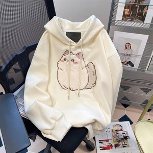Printemps Automne Femme Couples Vêtements Dessin Animé Broderie Belle 3D Chat Imprimer Pull À Capuche Femmes Sweat À Capuche Manteau - Product Image 5