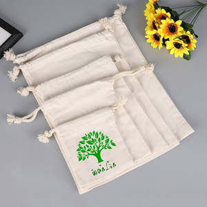 100% Cotton Canvas <b>Drawstring</b> <b>Pouches</b> Recyclable Favor Bags with Screen Printing for Wallet Clothing Craft Storage-Pack of 12 - Product Image 2