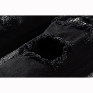 Prix d'usine, denim personnalisé de haute qualité, jeans strass décontractés, rue hip hop déchiré en détresse sous le pantalon strass - Product Image 5