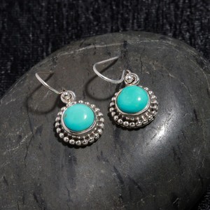 ต่างหูของขวัญคริสต์มาสน้องสาวสีฟ้าเทอร์ควอยซ์สไตล์โบฮีเมียนชุบเงิน925แข็งทันสมัย - Product Image 3