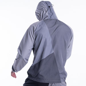 Vestes coupe-vent d'entraînement à capuche ajustables personnalisées OEM professionnelles pour hommes, couleur contrastée - Product Image 3