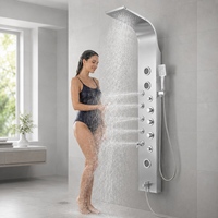 Panneau de douche thermostatique mural en acier inoxydable avec écran LED de température, jets corporels et douchette à main pour projets de salle de bain