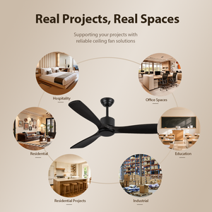 USA In Stock 52 Inch Solid Wood Blade <b>Ceiling</b> <b>Fan</b> Black No Light with Reversible DC Motor and <b>Remote</b> <b>Control</b> - Product Image 3