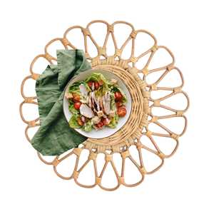 Elegant Dining Experience Handmade Brown New Top Floral Design Artisan <b>Mats</b> & Pads for Round Rattan Charger <b>Plate</b> - Product Image 6