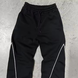 Nuevo estilo serigrafiado con cremallera lateral 100% algodón francés Terry cordón holgado pantalones de chándal Acampanados para hombres - Product Image 2