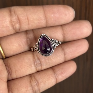 Anillo de Amatista Bohemio Hecho a Mano al por Mayor, con Forma de Pera y Baño de Oro Rosa 925, Joyería Ecológica y de Moda - Product Image 1