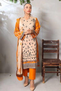 Ropa de fiesta informal Salwar Kameez bordada de algodón de 3 piezas de primera calidad para verano estilo indio paquistaní que absorbe la humedad rápida - Product Image 2