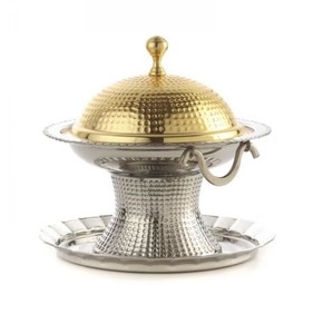 Cuenco para servir dátiles de alta calidad que suministra el material de mayor grado, cuencos de dátiles de Metal con acabado dorado y plateado, asequible, el mejor árabe - Product Image 1