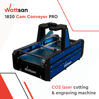Machine de découpe laser CO2 Wattsan 1820 CAM Conveyor PRO 150W avec caméra CCD et alimentation automatique pour le cuir et les textiles