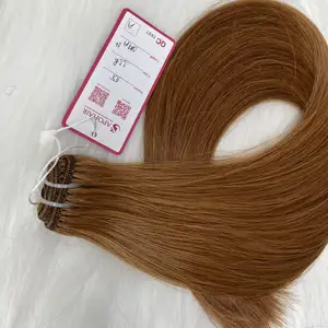 Best Selling Cool Color #33H Machine Weft Hair 24 Inch Human Hair Extensions Straight Machine Weft Human Hair Extensions