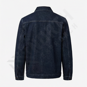 Veste en jean bleu foncé pour homme, classique, décontractée, boutonnée, vêtement d'extérieur élégant, streetwear, coupe ajustée, durable, rétro, vêtement de travail - Product Image 2