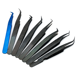 Nueva pinza de pestañas con punta de fibra de agarre de diamante curvada 45 90 grados de volumen juego de pinzas de extensión de pestañas X punta Boomie pinzas de volumen - Product Image 2