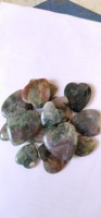 Batu Akik Lumut Alami Alba Gems Kelas Premium Potongan Hati Efek Cahaya 10mm-50mm Model 07 Diameter Lubang Tidak Ada untuk Pembuatan Perhiasan