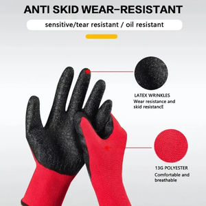 Guantes de Seguridad Flexibles Antideslizantes con Palma Recubierta de Goma ESD SAFETYWARE Premium (Rojo/Negro) para Trabajos de Construcción - Product Image 3