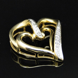 Colgante de diamante redondo de moissanita de corazón hueco de dos tonos en joyería romántica de plata S925 para mujeres y hombres - Product Image 1