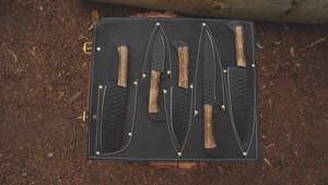 Ensemble de couteaux de chef en acier Damas de haute qualité, 5 pièces, fabriqués à la main, vente chaude, utilisation en cuisine, fabrication directe, couteaux de chef élégants - Product Image 4